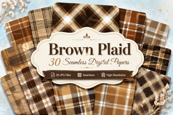 Download Brown Plaid Digital Papers Bundle - Premium Resources
