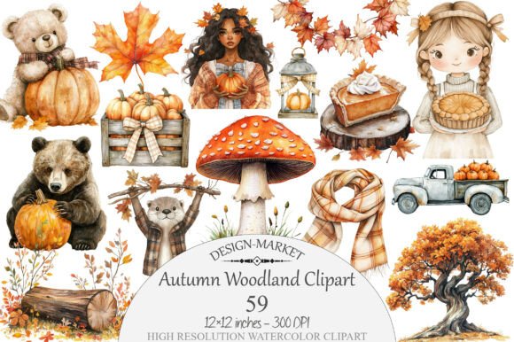 Download Watercolor Autumn Woodland Clipart - Woodland clipart Collection