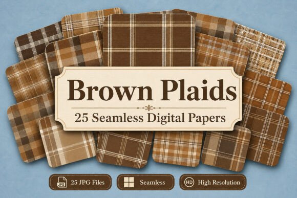 Download Brown Plaids Digital Papers Set - Premium Resources